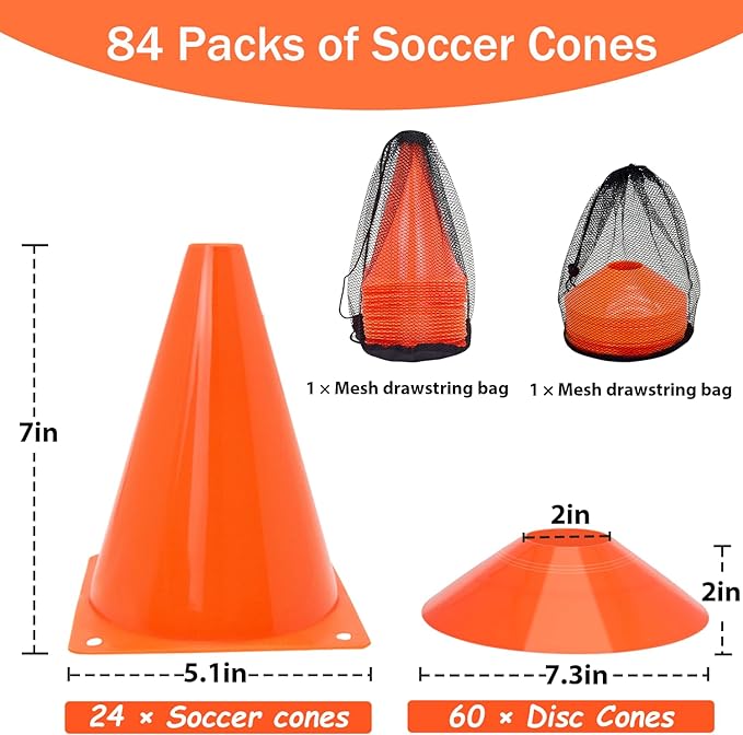 Soccer Cones Set 84/42Pcs 7"/9" 7"/9" Cones