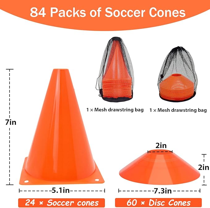 Soccer Cones Set 84/42Pcs 7"/9" 7"/9" Cones