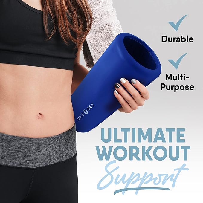 MICRODRY Deluxe Fitness Foam Back Roller for Muscle Relief 13x5.3", Blue