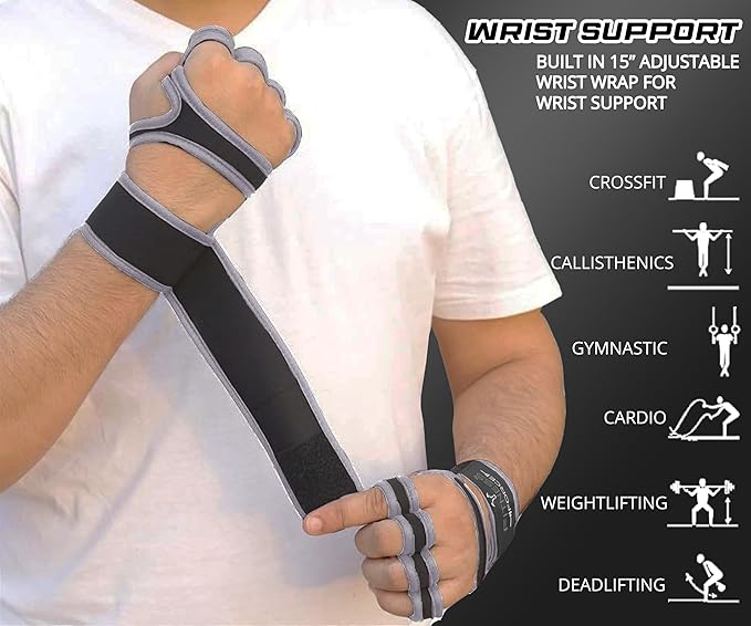 FITNESS FORCE Ventilated Gym Gloves for Men with Built-in Wrist Support for Workouts Weightlifting Gloves Workout Gloves for Women Exercise Fitness Gloves Perfect for Powerlifting, Cross Training
