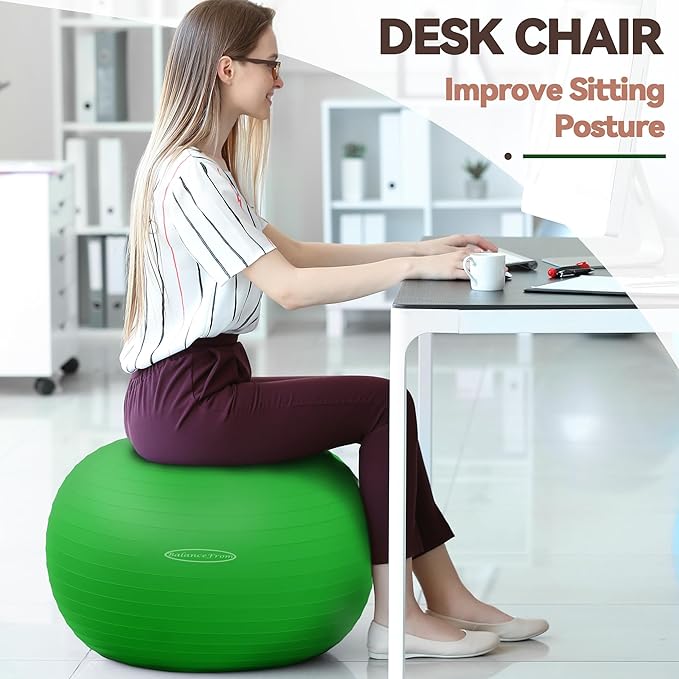 Anti-Burst and Slip Resistant Exercise Ball Yoga Ball 2,000-Pound Capacity,