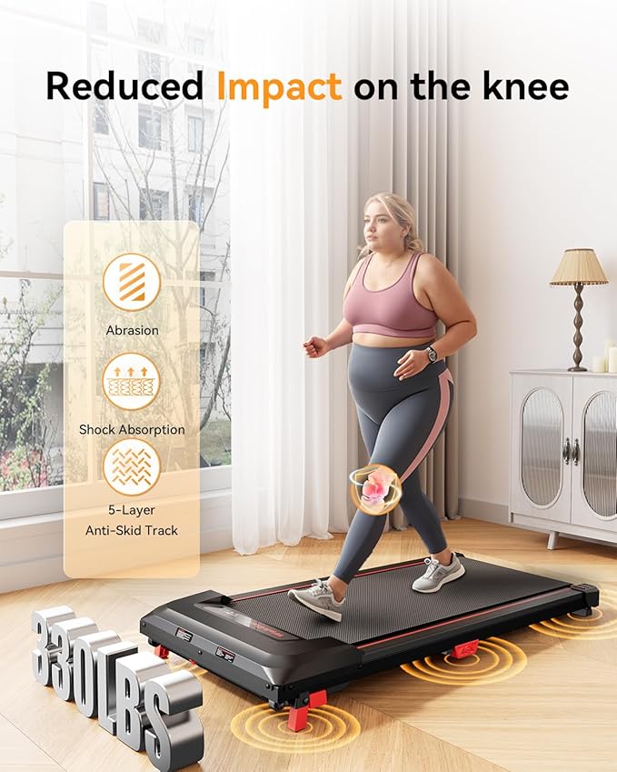 Walking Pad Treadmill, WalkDate Incline Walking Pad Under Desk Treadmills 330 Lbs Capacity, 2.5HP Low Noise Portable Running Machine for Home and Office, with LED Display, Remote Control