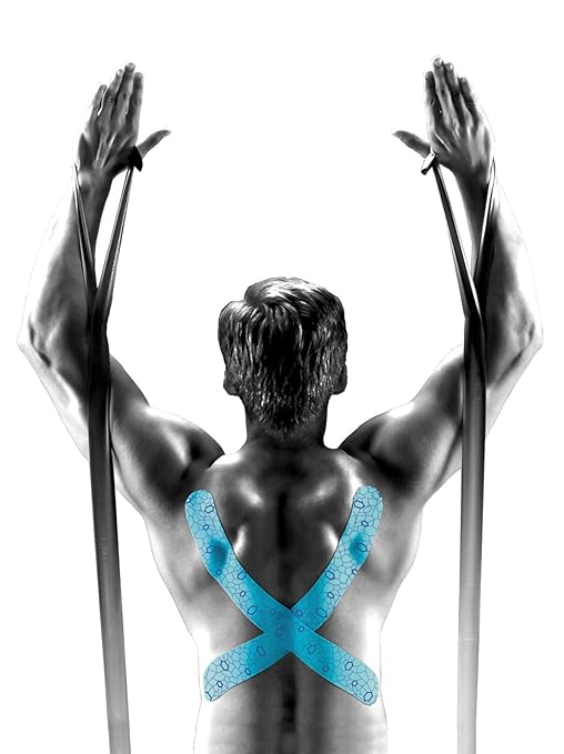 THERABAND Kinesiology Tape, Waterproof Physio Tape Muscle & Joint Support, Standard Roll with XactStretch Application Indicators, 2" X 10" Strips, 20 Precut Strips, Pink/White