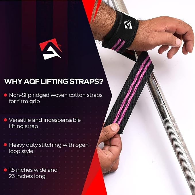 Lifting Wrist Straps for Weightlifting, Powerlifting & Deadlifts – 23” Neoprene Padded Cotton Straps for Strength Training & Gym Workouts - Maximum Grip Support for Men & Women