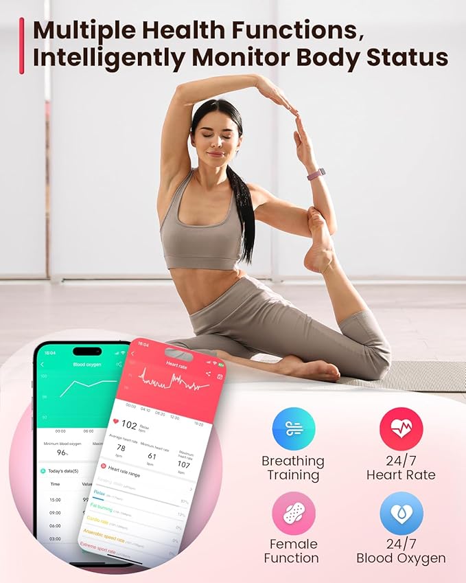 Fitness Tracker- Smart Watches for Women Men with 24/7 Heart Rate Monitor Blood Oxygen Sleep Tracker, Waterproof Fitness Watch, Activity Smartwatch for Android iPhone, Calorie Distance Pedometer, Gift