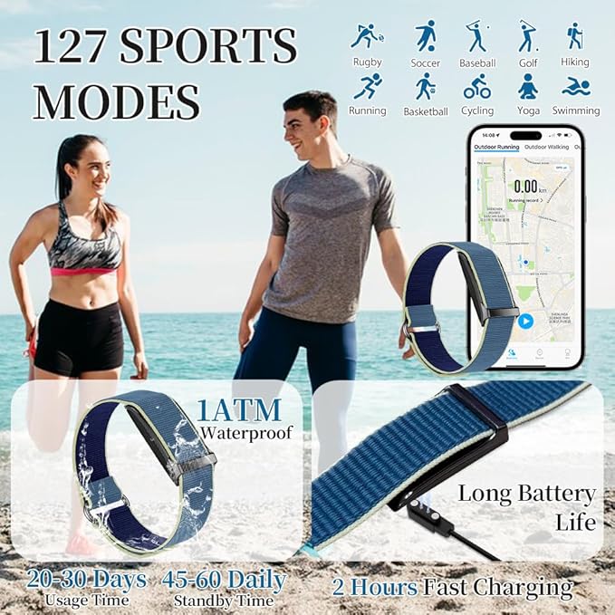 Smart Health Wristband for Men Women, Wearable Activity & Fitness Tracker with GPS, 100+ Sport Modes, Measuring Heart Rate, Health, Sleep, Stress, IP68 Waterproof Health Tracker with Free App