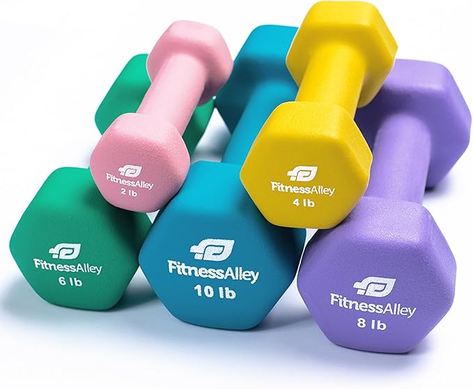 Neoprene Workout Dumbbells - Non Slip, Anti Roll Exercise & Fitness Dumbbells Combo - Hex Shaped Hand weights for Men & Women - Ideal for Home and Gyms training