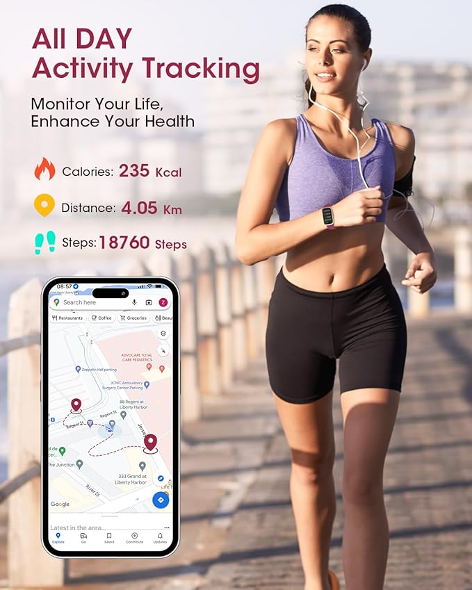 Health Fitness Tracker for Men Women: Fitness Smart Watch for Woman with 24H Heart Rate Monitor Blood Oxygen Sleep Tracker Calorie Step 5ATM Waterproof Activity Trackers for iPhone Android - Burgundy