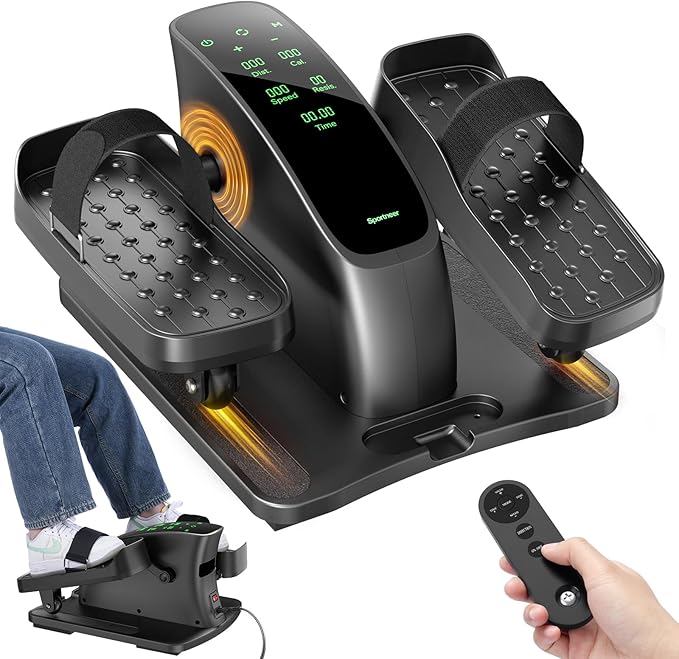 Under Desk Elliptical Training Machines: Pedal Exerciser Electric 2 in 1 Auto or Manual with 12 Adjustable Speeds Portable Under Desk Bike Leg Exerciser for Seniors While Sitting with Remote Control