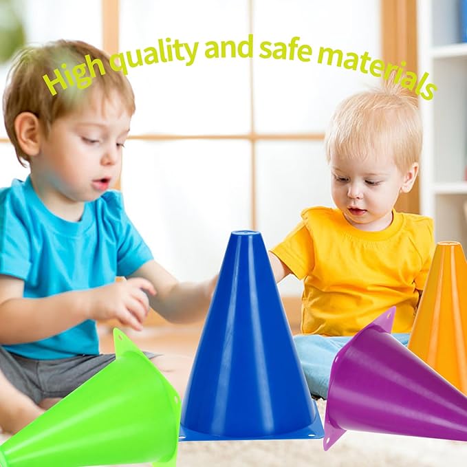 Training Plastic Soccer Cones Set Course(Multicolor,27 PCS,7 PCS,7 Inch),