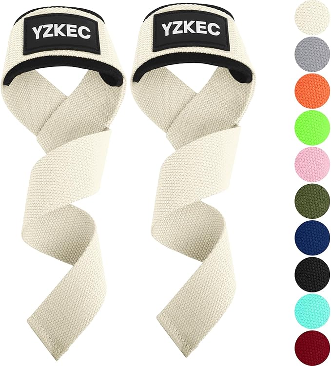 24" Cotton Weight Lifting Wrist Straps with Neoprene Cushioned Padded for Wrist Support and Protection,Weightlifting,Strength Training,Bodybuilding,Powerlifting,Dumbbell Workout,Men and Women (Pair)