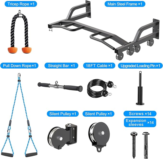 Kipika 48" Wall Mounted Multifunction Cable Pulley System Gym 48" Wall