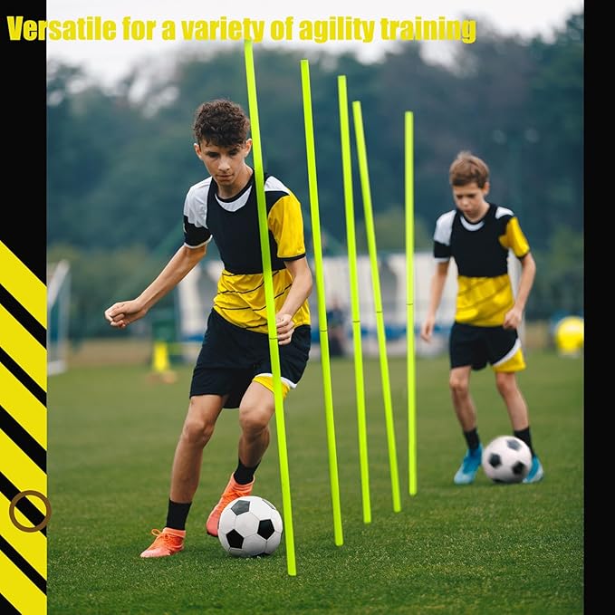 Lenwen 12 Pcs Soccer Training Poles Agility Poles