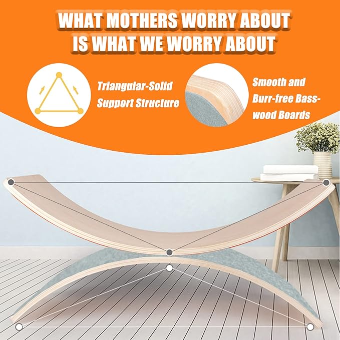 Wobble Balance Board for kids Toddler Open Ended Learning, 35 Inch Natural Wood Rocker Board for Children's Room Yoga Classroom