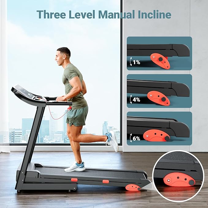 THERUN Incline Treadmill for Running and Walking, 300 lbs Weight Capacity, Wide Belt, 3.0 HP, 18" LED Screen, 2 Layers Shock-Absorbing