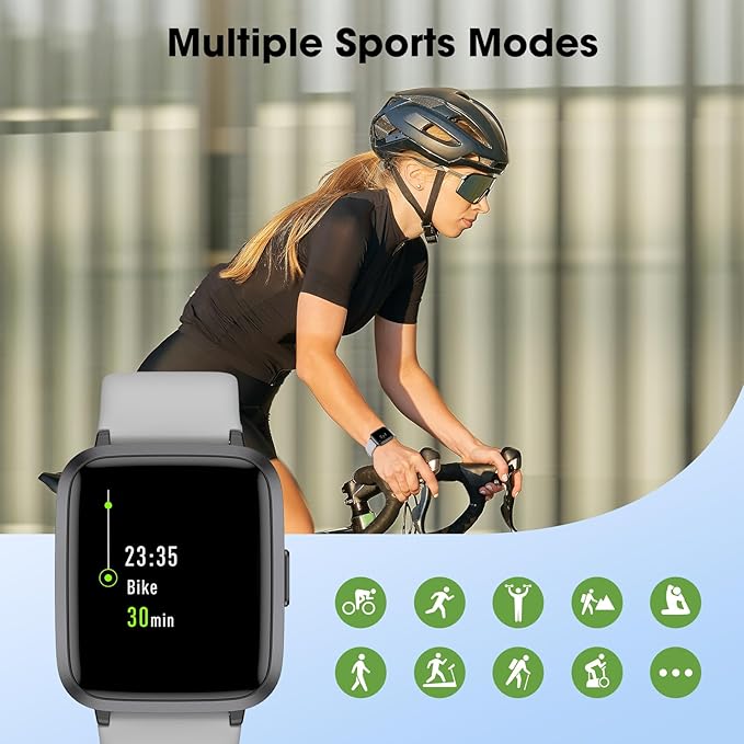 Fitness Tracker Watch with Heart Rate Monitor 5ATM Waterproof