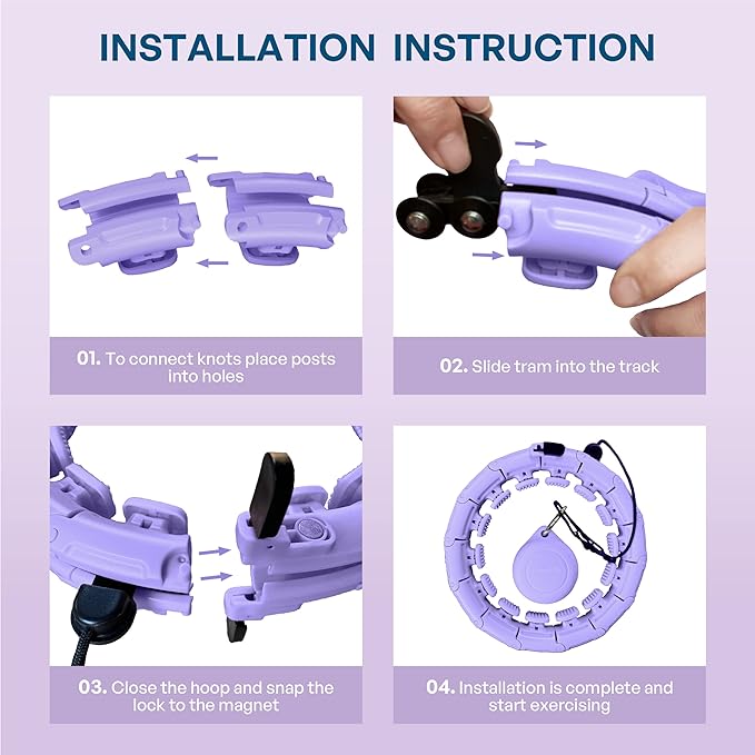 U1-28/30 Knots, Magnetic Lock Smart Weighted Hula Hoop