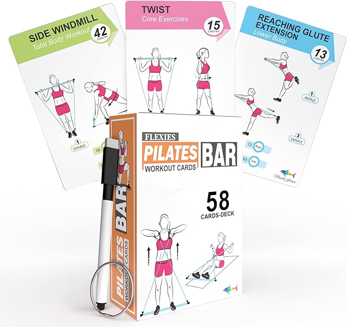 Pilates Bar Workout Cards - 58 Exercise Cards
