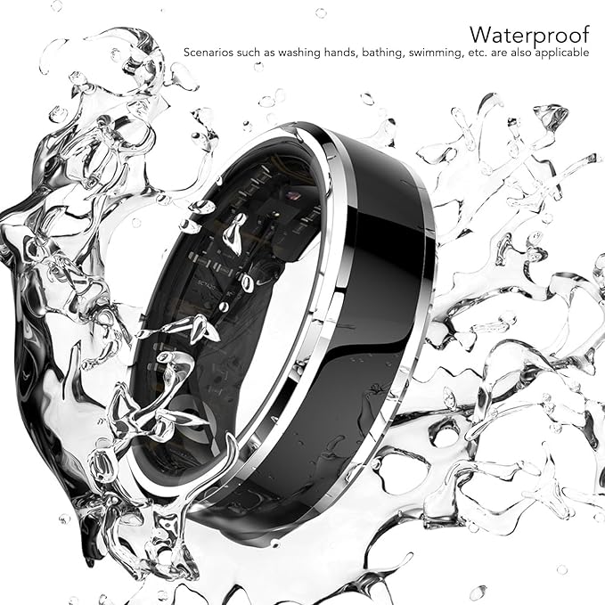 Fitness Smart Ring, Smart Health Ring, Sports Smart Ring Health Tracker for Women & Men, Continuously Records Sleep Quality, Heart Rate, Temperature, Blood Oxygen and Pedometer