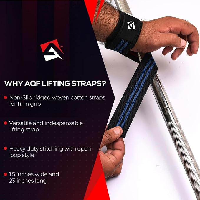 Lifting Wrist Straps for Weightlifting, Powerlifting & Deadlifts – 23” Neoprene Padded Cotton Straps for Strength Training & Gym Workouts - Maximum Grip Support for Men & Women