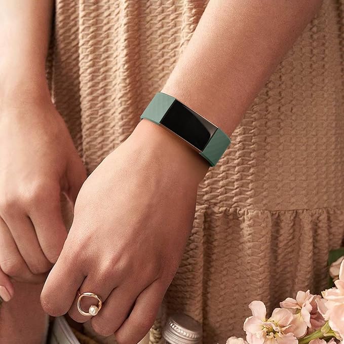 PACK 3 Silicone Bands for Fitbit Charge 4 / Fitbit Charge 3 / Charge 3 SE Replacement Bands for Women Men Small Large (SmokeViolet+Cactus+Starlight, Large: for 7.1"-8.7"wrists)