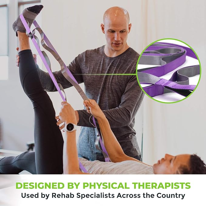 Gradient Fitness Stretching Strap for Physical Therapy 12 Multi-Loop 1.5" W 8' L,