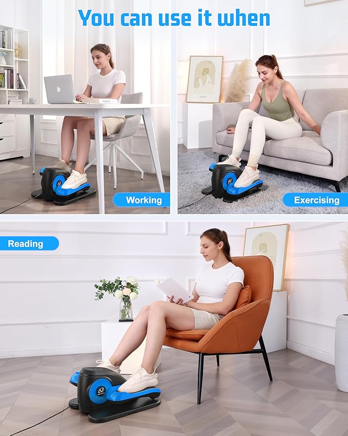 ANCHEER Under Desk Elliptical Machine, Electric Ellipse Leg Exerciser for Seniors with Remote Control, Quiet & Compact Pedal Exerciser, Manual & Auto Mode for Home and Office Use