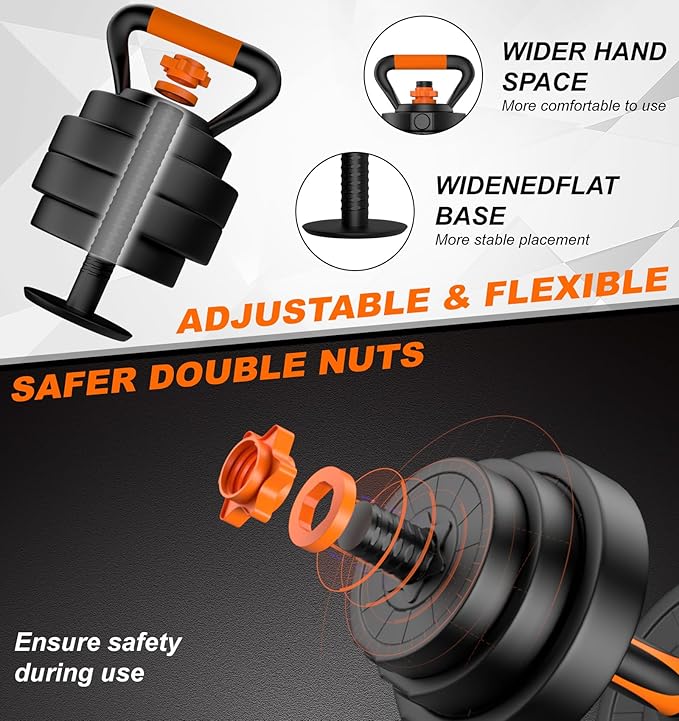 44LB Adjustable Dumbbelsll Set of 2 4 in 1, Barbell