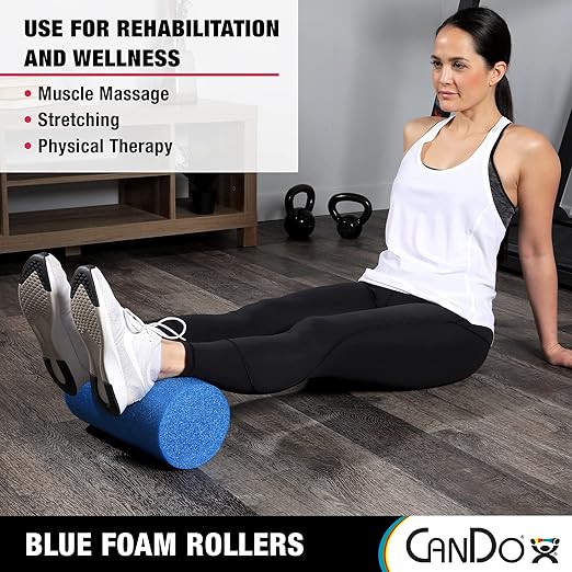 CanDo Blue PE Foam Rollers for Fitness 6" x 36" Round