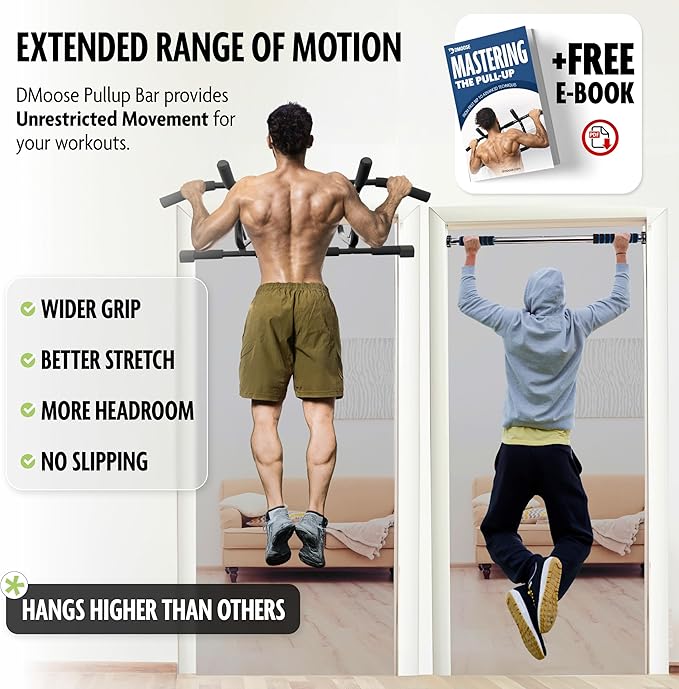 DMoose Pull Up Bar for Doorway - Upto 250 Lbs