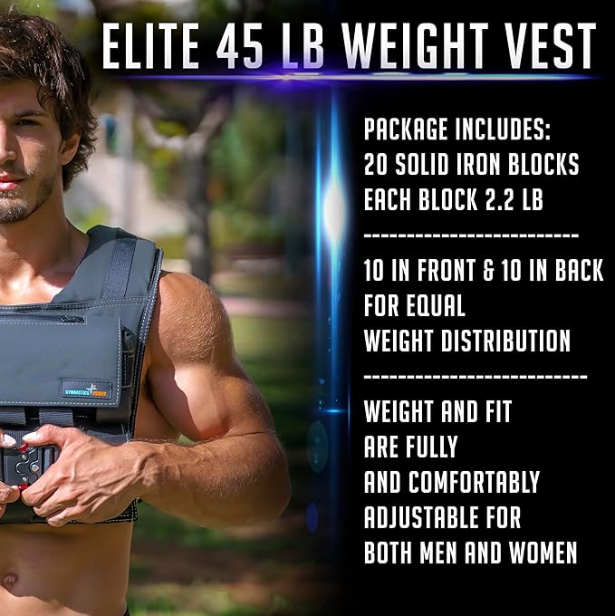 Weighted Vest 6lb, 10lb, 12lb, 25lb, 35lb, 45lb, 60lb Removable Iron Weights for Men and Women Workout for Calisthenics and Fitness Sport Training