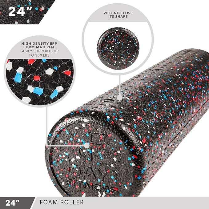 High-Density Round Foam Rollers - 4 Size and 8 Color