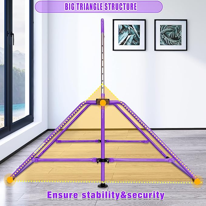 Upgrade Foldable Gymnastic Bar with Mat for Kids 3-12, 200 200 lbs
