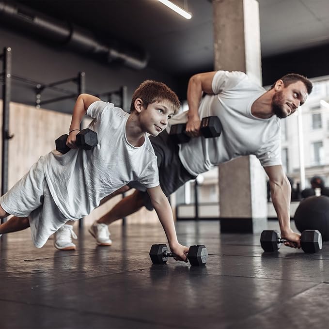 HolaHatha Hexagonal Dumbbell Free Hand Weight Set w/Rack