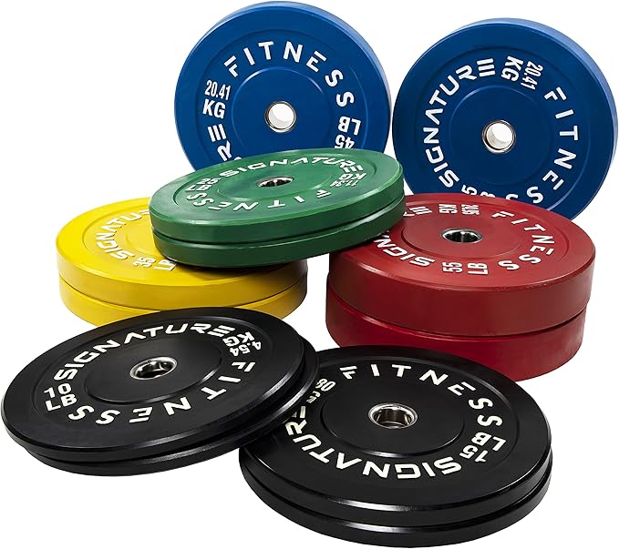 Signature Fitness 2" Olympic Bumper Plate Weight Plates 7FT Olympic
