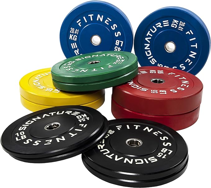 Signature Fitness 2" Olympic Bumper Plate Weight Plates 7FT Olympic
