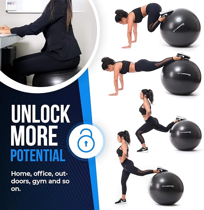 Exercise Ball – Extra Thick Eco-Friendly & Anti-Burst 2200lbs, Stability