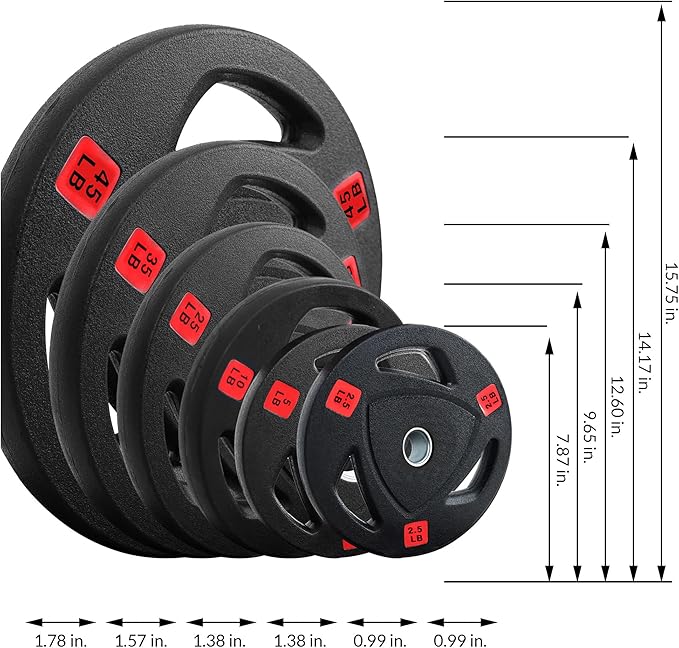 Signature Fitness Vinyl Coated Cast Iron Plate Weight Plate for Strength Training and Weightlifting, Standard or Olympic, Multiple Sizes