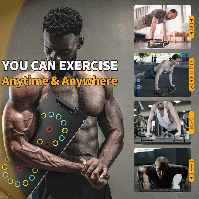 Push Up Board Exercise & Fitness Portable Foldable Strength Training Pushup Stands Home Workout Equipment Multi-Functional Fitness Floor Chest Muscle Exercise for Man and Women
