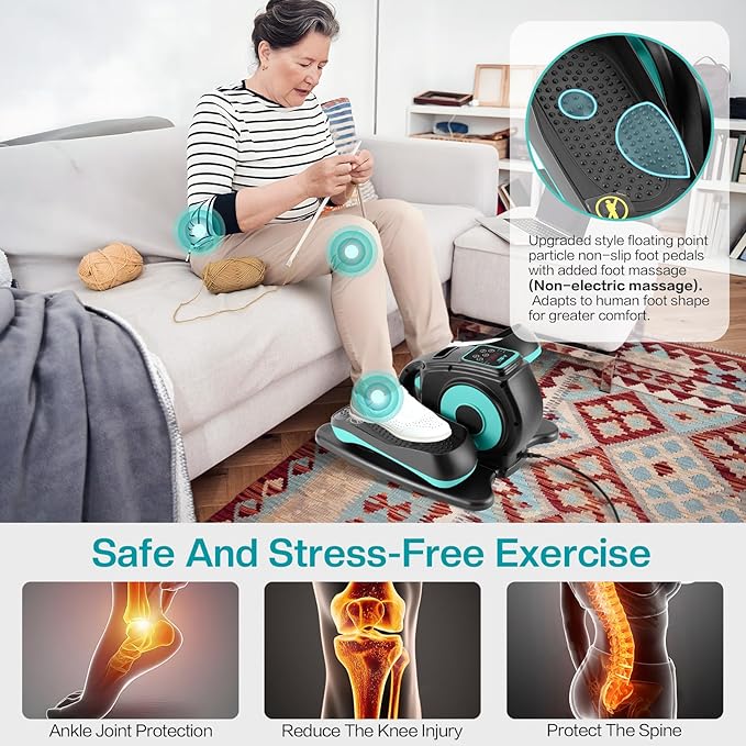 Under Desk Elliptical Machine, Ellipse Leg Exerciser for Seniors Adults, Adjustable Speeds Elliptical Trainer with Remote, Quiet & Portable Mini Seated Pedal Exerciser for Home Office Use