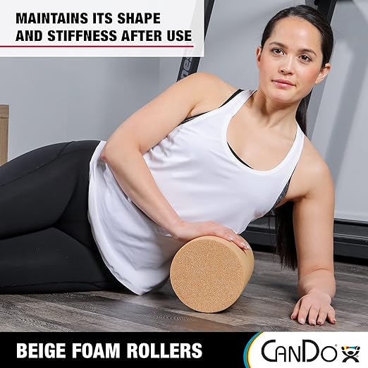 CanDo Beige PE Foam Rollers for Muscle Restoration 6" x 36" Round