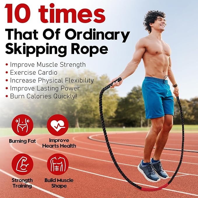 Jump Rope, 3lb 4lb 5lb Weighted Jump Rope 9.8ft Heavy