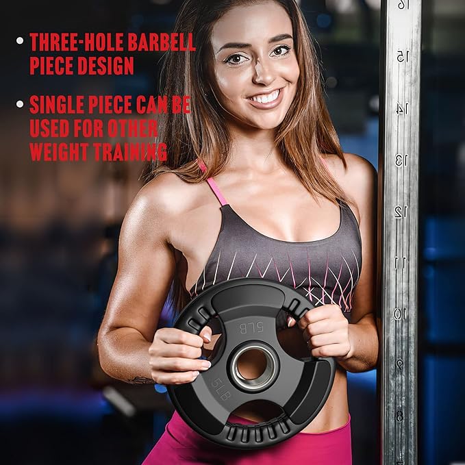 Rubber Weight Plates 2-Inch 5LB-2pcs/10LB-1pcs Barbell Plates Grip