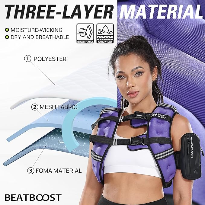 Weighted Vest for Women Men BeatBoost 5 10 15 20 25 30 lb Weight Vest with Ironsand for Walking Strength Training Running Workout