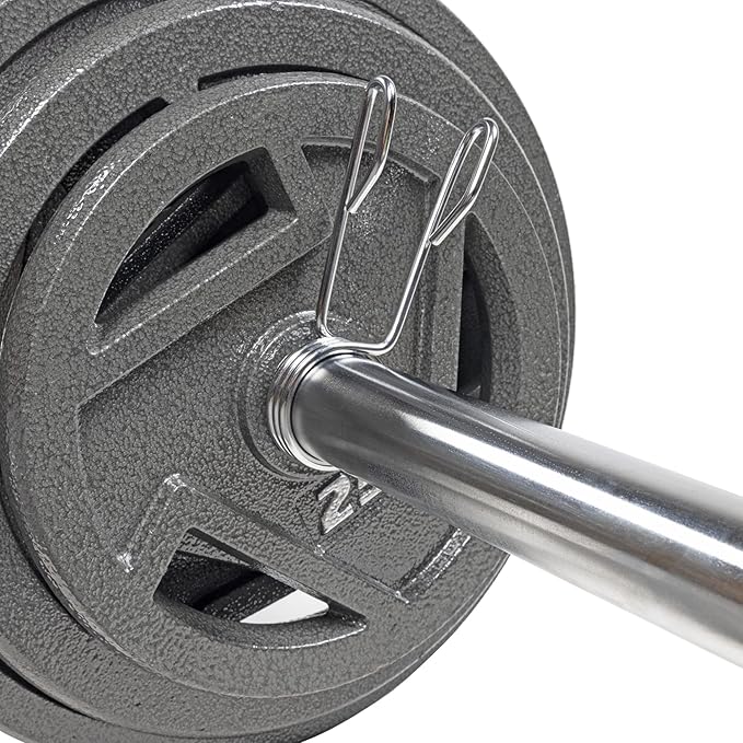 Signature Fitness Cast Iron Olympic 2-Inch Weight Plates Including 7FT Olympic Barbell, 130-Pound, 300-Pound or 325-Pound Set, Multiple Packages