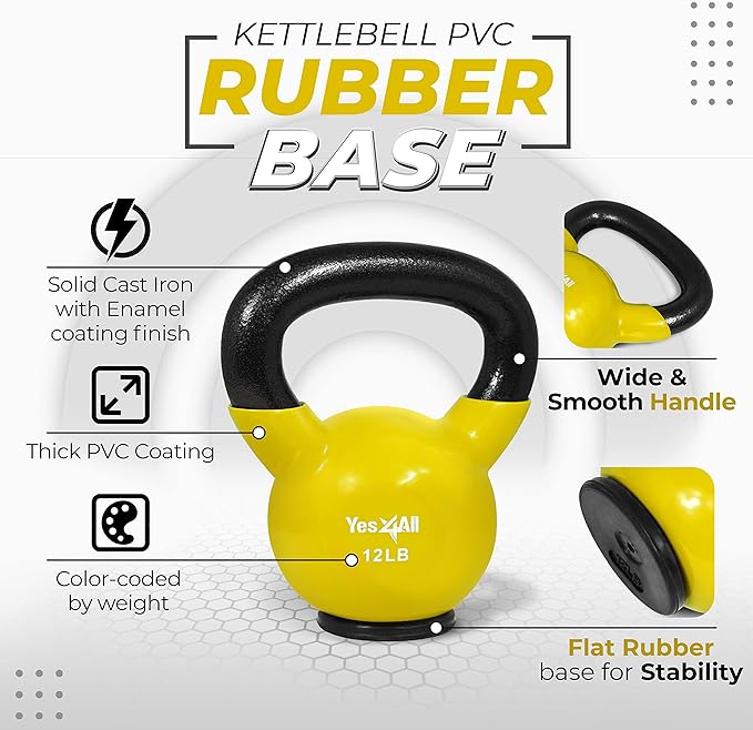 Yes4All Kettlebells Rubber Base (10-65 lbs)
