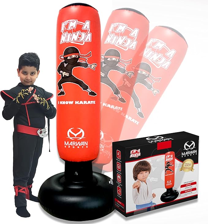 Durable Inflatable Kids Punching Bag for Karate and Boxing – Bounce-Back Martial Arts Bag for Boys and Girls, Great Birthday Gift to Relieve Energy and Build Skills for Boys Ages 4-12