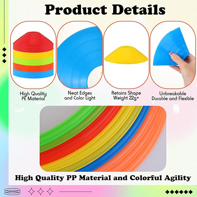 Syhood 30 Pcs Agility Soccer Cones and Speed 15 Pcs 15 Pcs
