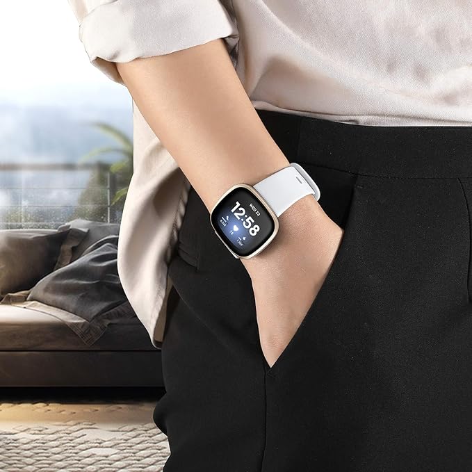 Getino Compatible With Fitbit Sense 2/Versa 4 Band for Women Men, Silicone Sport Accessories for Sense/Versa 3 Smartwatch, Large Black/Navy/Red/White