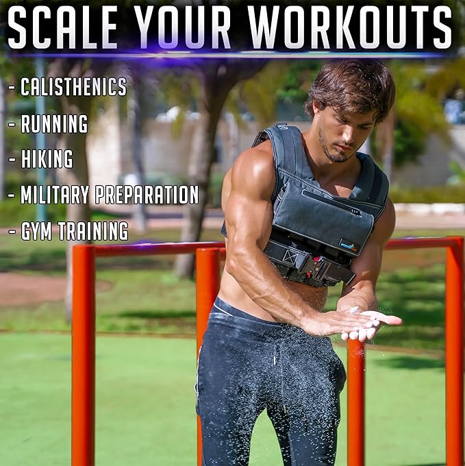 Weighted Vest 6lb, 10lb, 12lb, 25lb, 35lb, 45lb, 60lb Removable Iron Weights for Men and Women Workout for Calisthenics and Fitness Sport Training